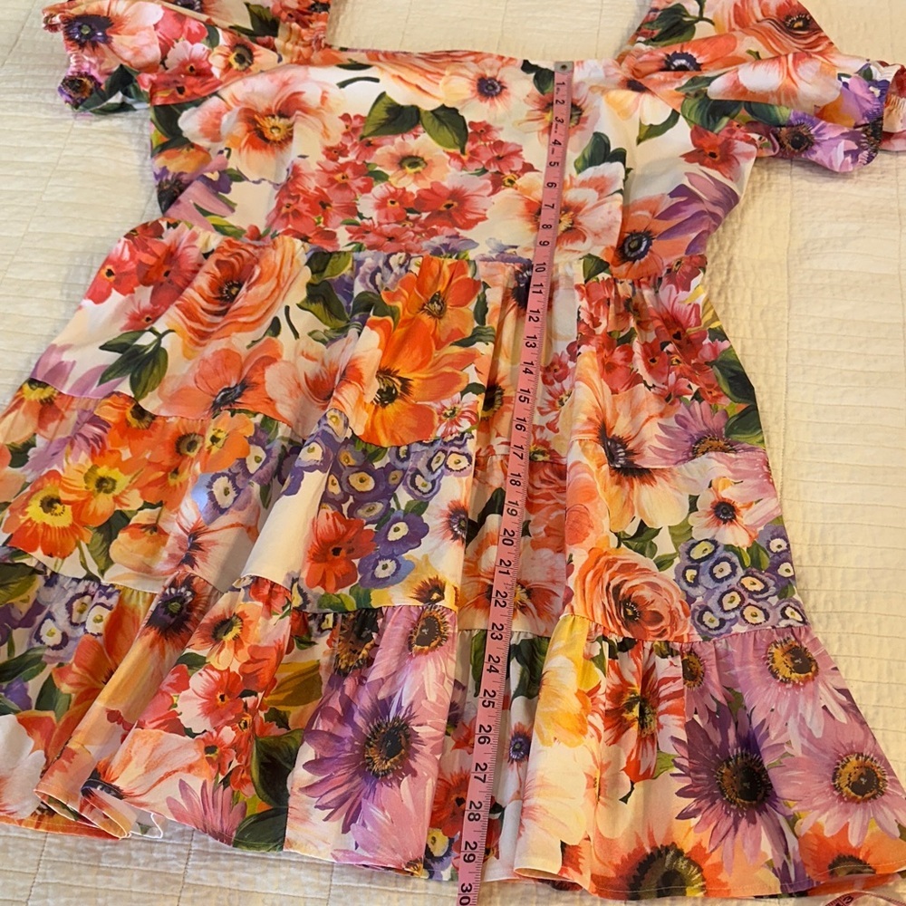 Express Floral Puff Sleeve XL Cottagecore Tiered Mini Dress Spring Garden Party - Picture 5 of 8